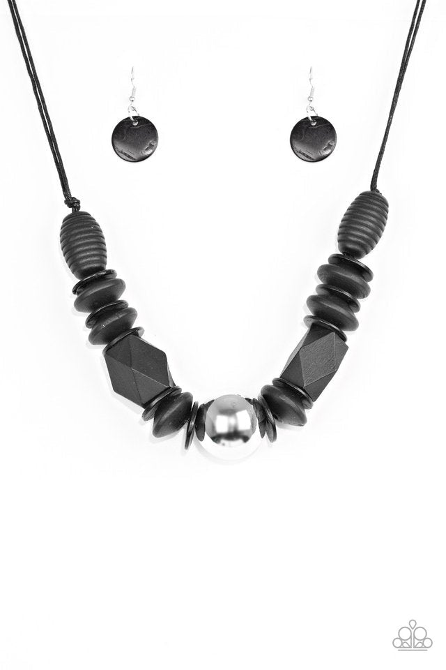 Grand Turks Getaway Black Wood Necklace - Paparazzi Accessories- lightbox - CarasShop.com - Paparazzi Jewelry by Cara Jewels
