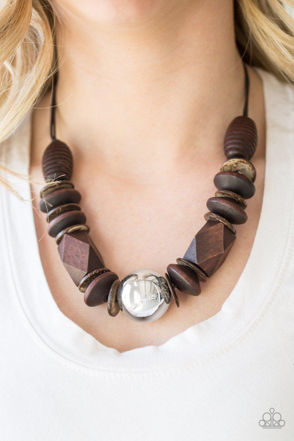 Grand Turks Getaway Brown Necklace - Paparazzi Accessories- lightbox - CarasShop.com - Paparazzi Jewelry by Cara Jewels
