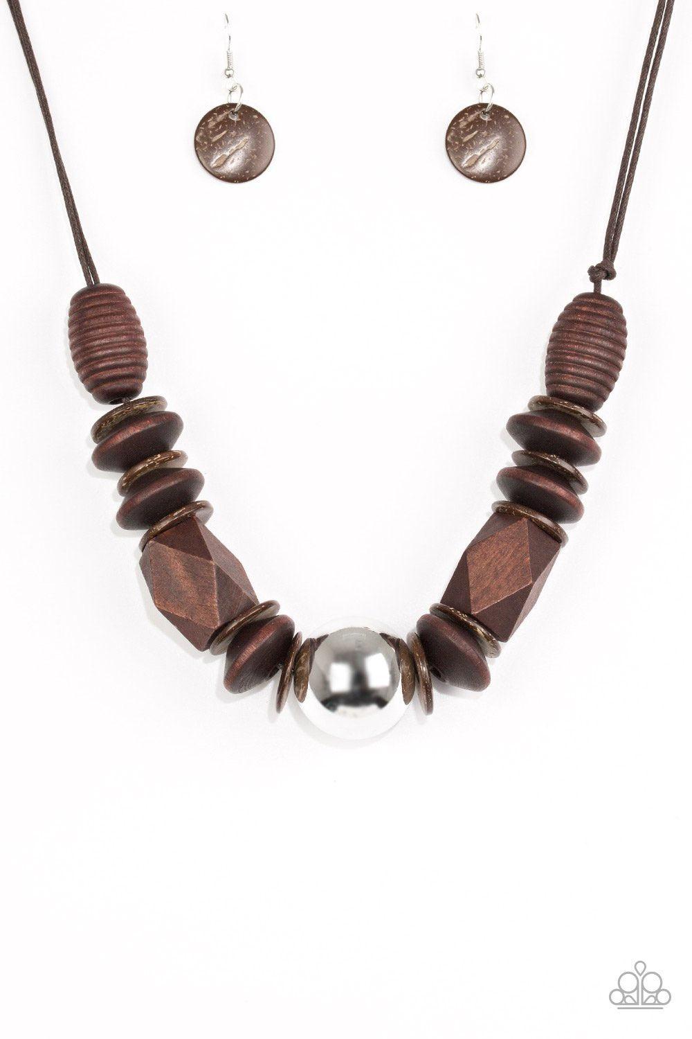 Grand Turks Getaway Brown Necklace - Paparazzi Accessories- on model - CarasShop.com - Paparazzi Jewelry by Cara Jewels