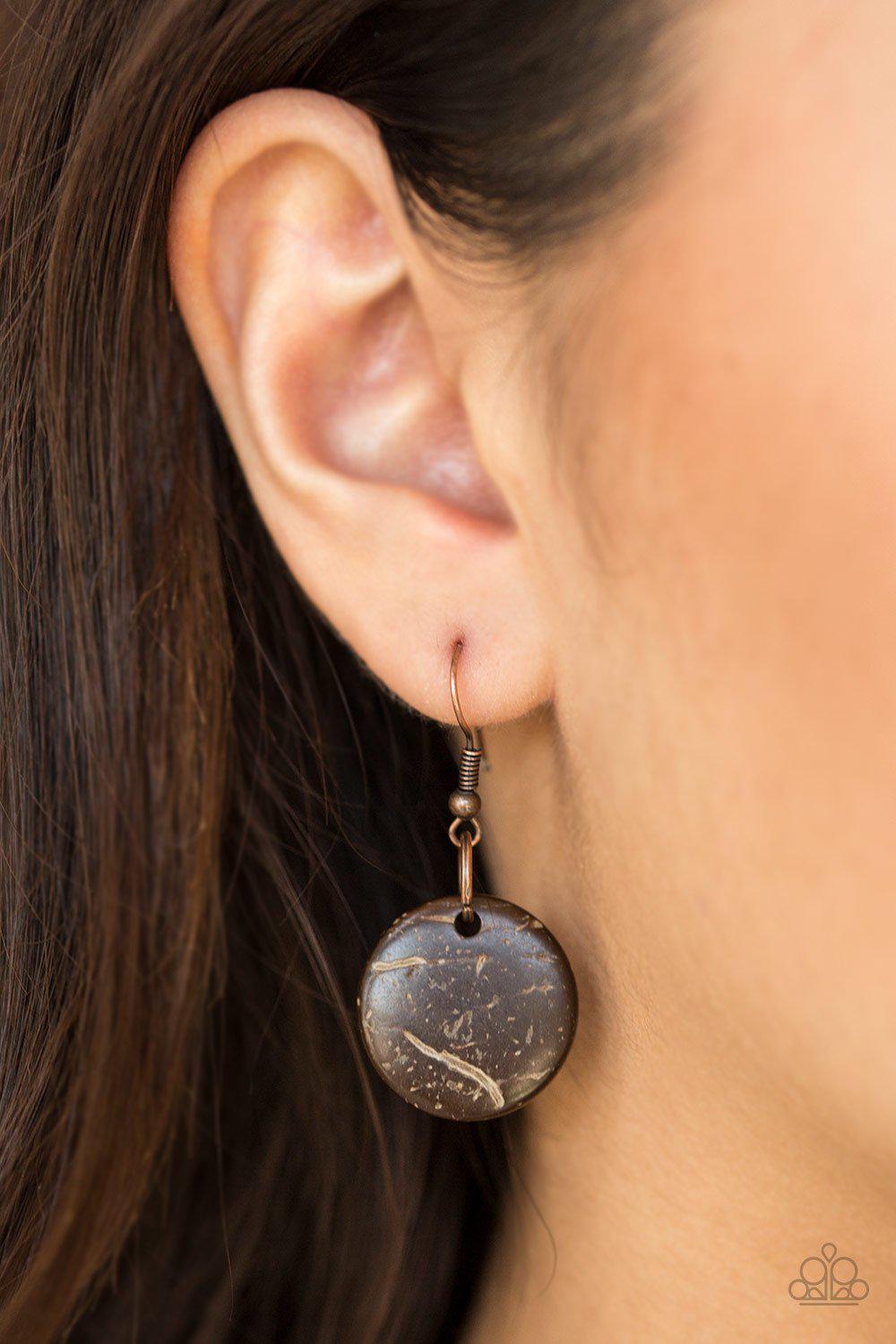 Grand Turks Getaway Copper and Brown Wood Necklace - Paparazzi Accessories - free matching earrings -CarasShop.com - Paparazzi Jewelry by Cara Jewels