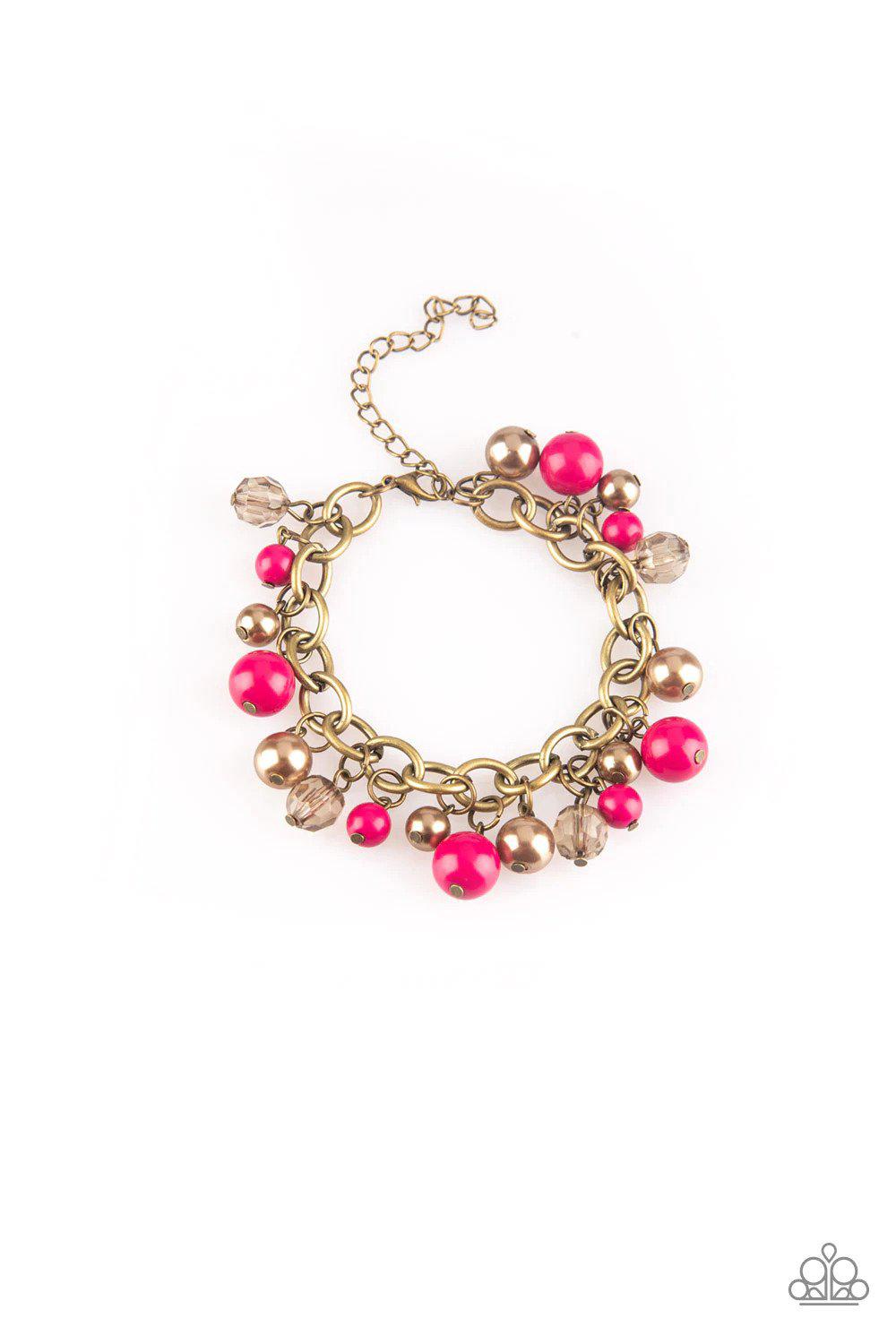 Grit and Glamour Pink and Brass Bracelet - Paparazzi Accessories- lightbox - CarasShop.com - Paparazzi Jewelry by Cara Jewels