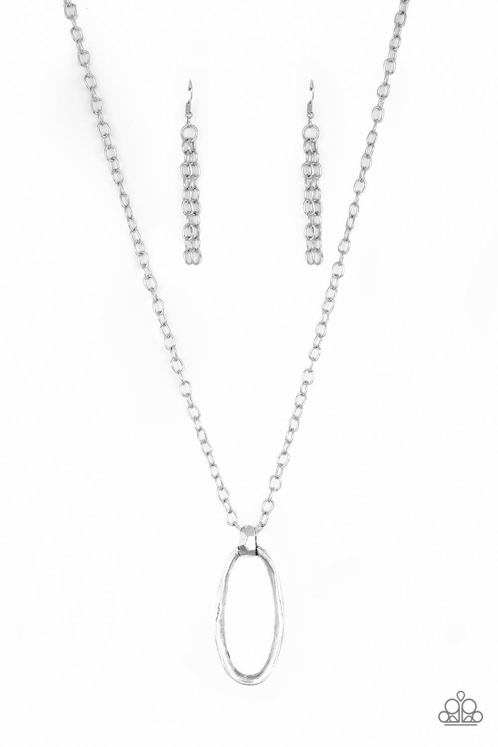 Grit Girl Silver Necklace - Paparazzi Accessories - free matching earrings -CarasShop.com - Paparazzi Jewelry by Cara Jewels