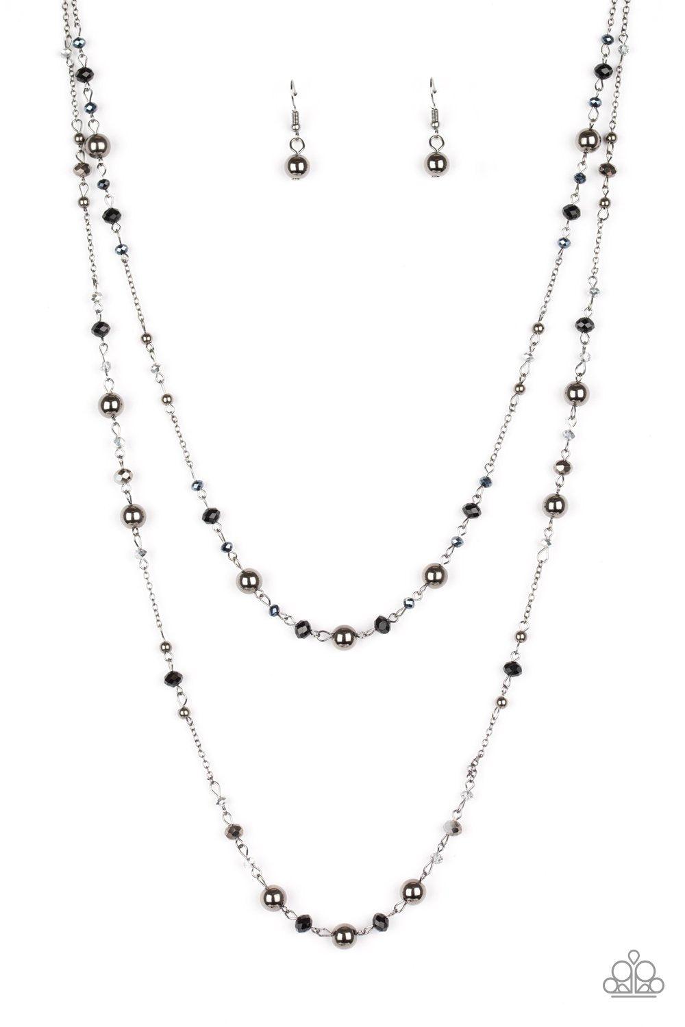 Grotto Glow Gunmetal Black Necklace - Paparazzi Accessories - free matching earrings -CarasShop.com - Paparazzi Jewelry by Cara Jewels