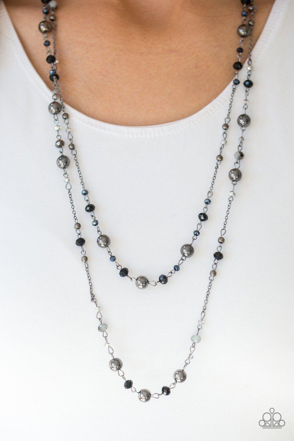 Grotto Glow Gunmetal Black Necklace - Paparazzi Accessories- lightbox - CarasShop.com - Paparazzi Jewelry by Cara Jewels