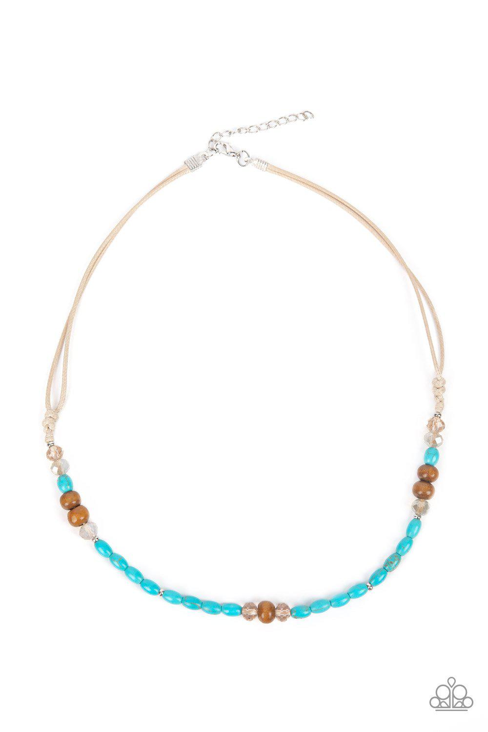 Groundbreaking Glamour Turquoise Blue Stone Urban Necklace - Paparazzi Accessories- lightbox - CarasShop.com - Paparazzi Jewelry by Cara Jewels