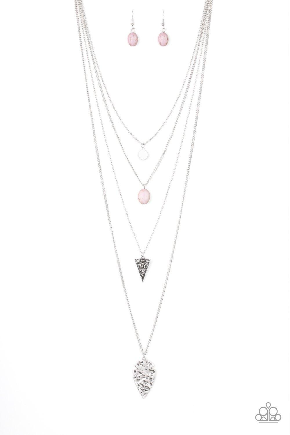 Grounded in ARTIFACT Silver and Gray Stone Necklace - Paparazzi Accessories - free matching earrings -CarasShop.com - Paparazzi Jewelry by Cara Jewels