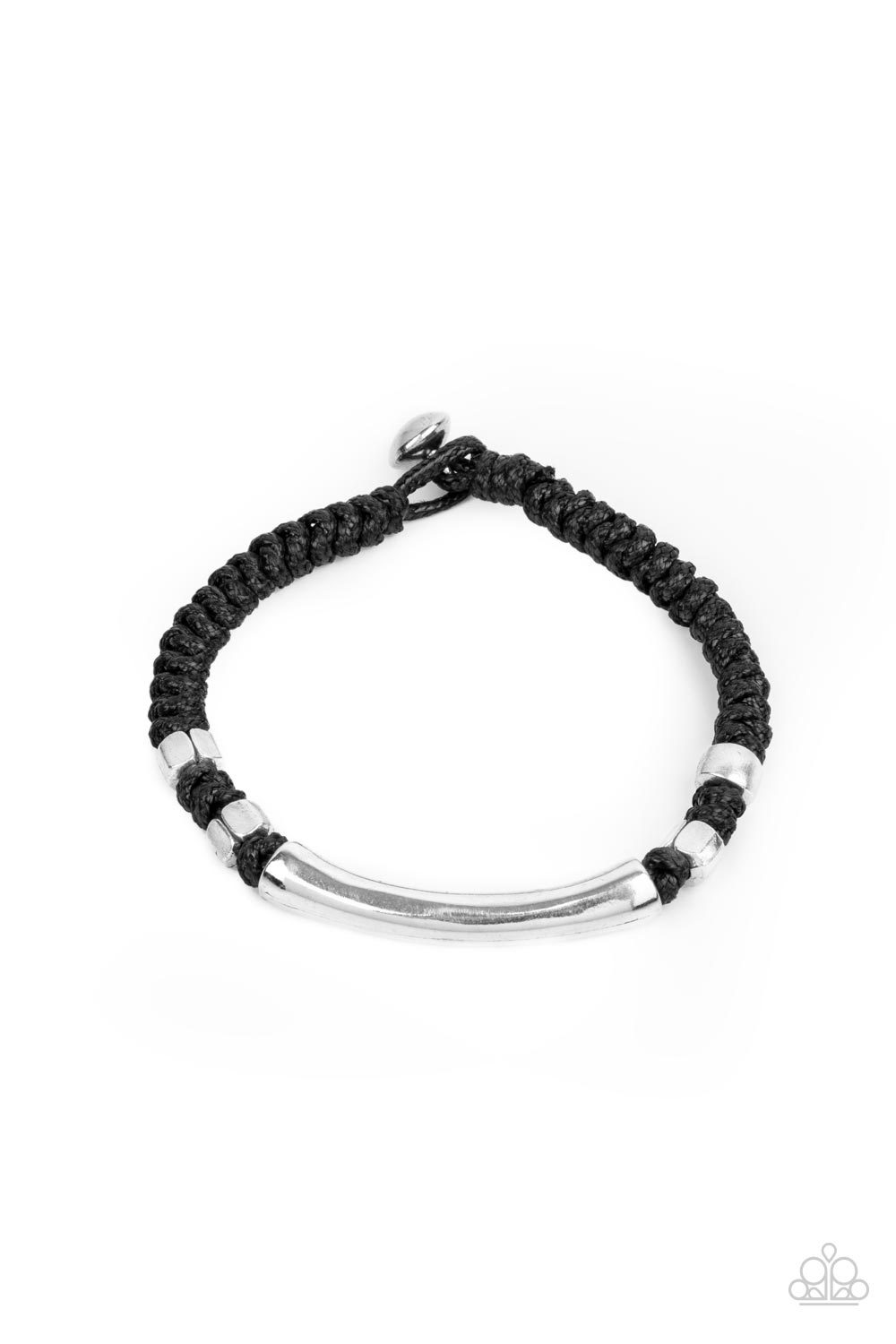 Grounded in Grit Black and Silver Urban Bracelet - Paparazzi Accessories- lightbox - CarasShop.com - Paparazzi Jewelry by Cara Jewels