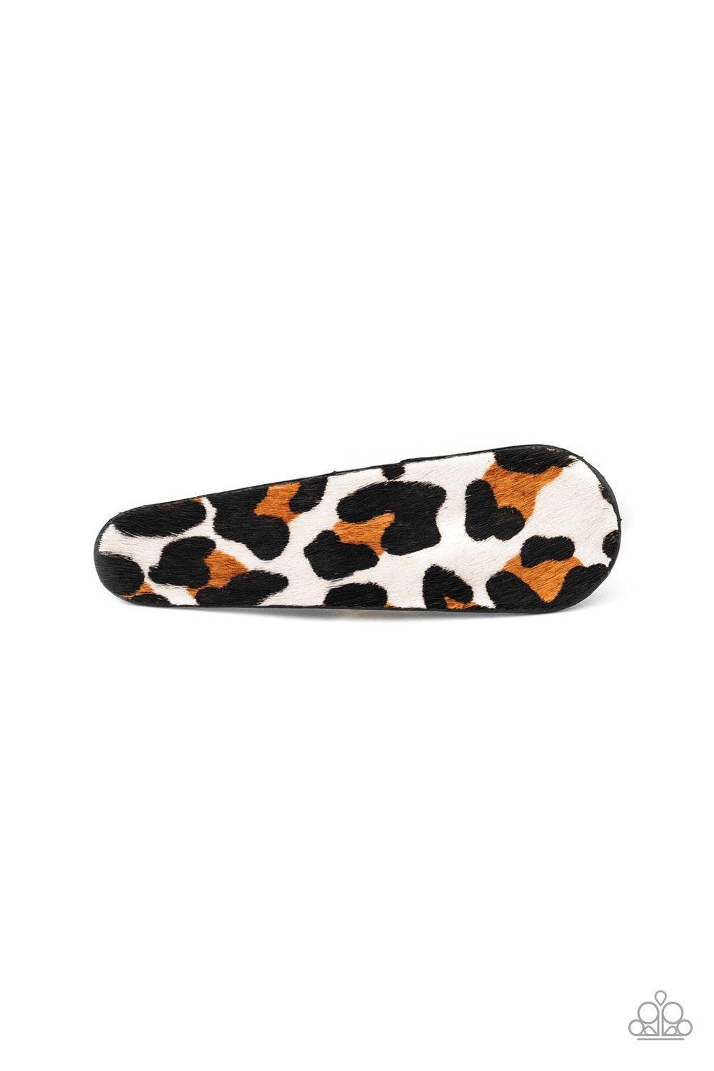 GRR-eat Minds Think Alike White Animal Print Hair Clip - Paparazzi Accessories- lightbox - CarasShop.com - Paparazzi Jewelry by Cara Jewels
