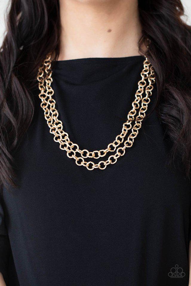 Grunge Goals Gold Necklace - Paparazzi Accessories- lightbox - CarasShop.com - Paparazzi Jewelry by Cara Jewels