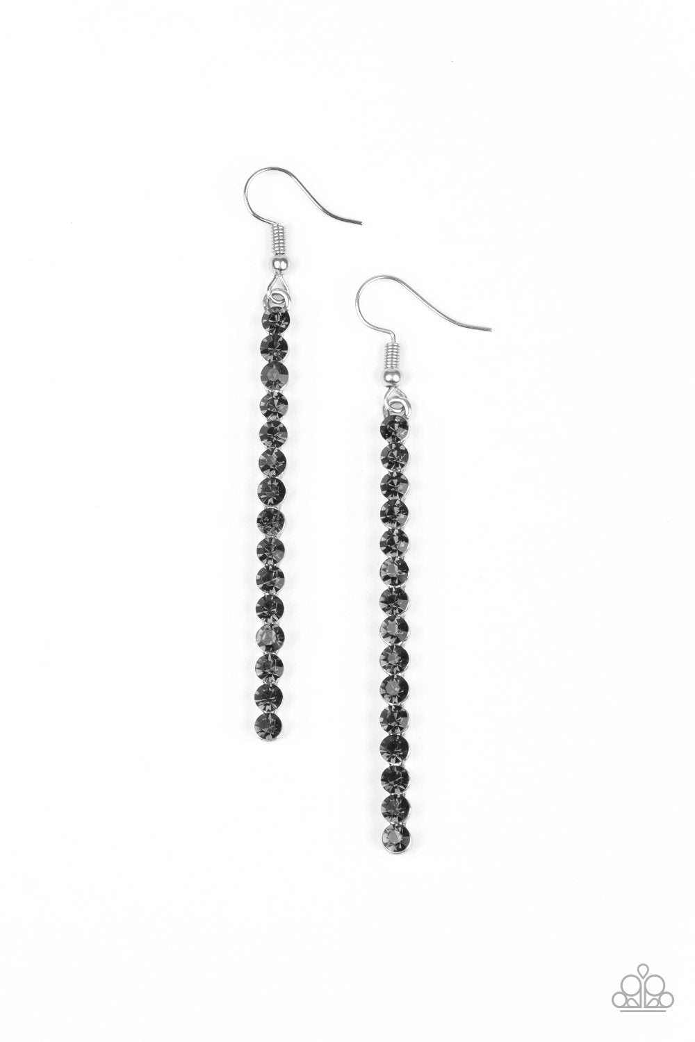 Grunge Meets Glamour Silver Smoky Gem Earrings - Paparazzi Accessories- lightbox - CarasShop.com - Paparazzi Jewelry by Cara Jewels
