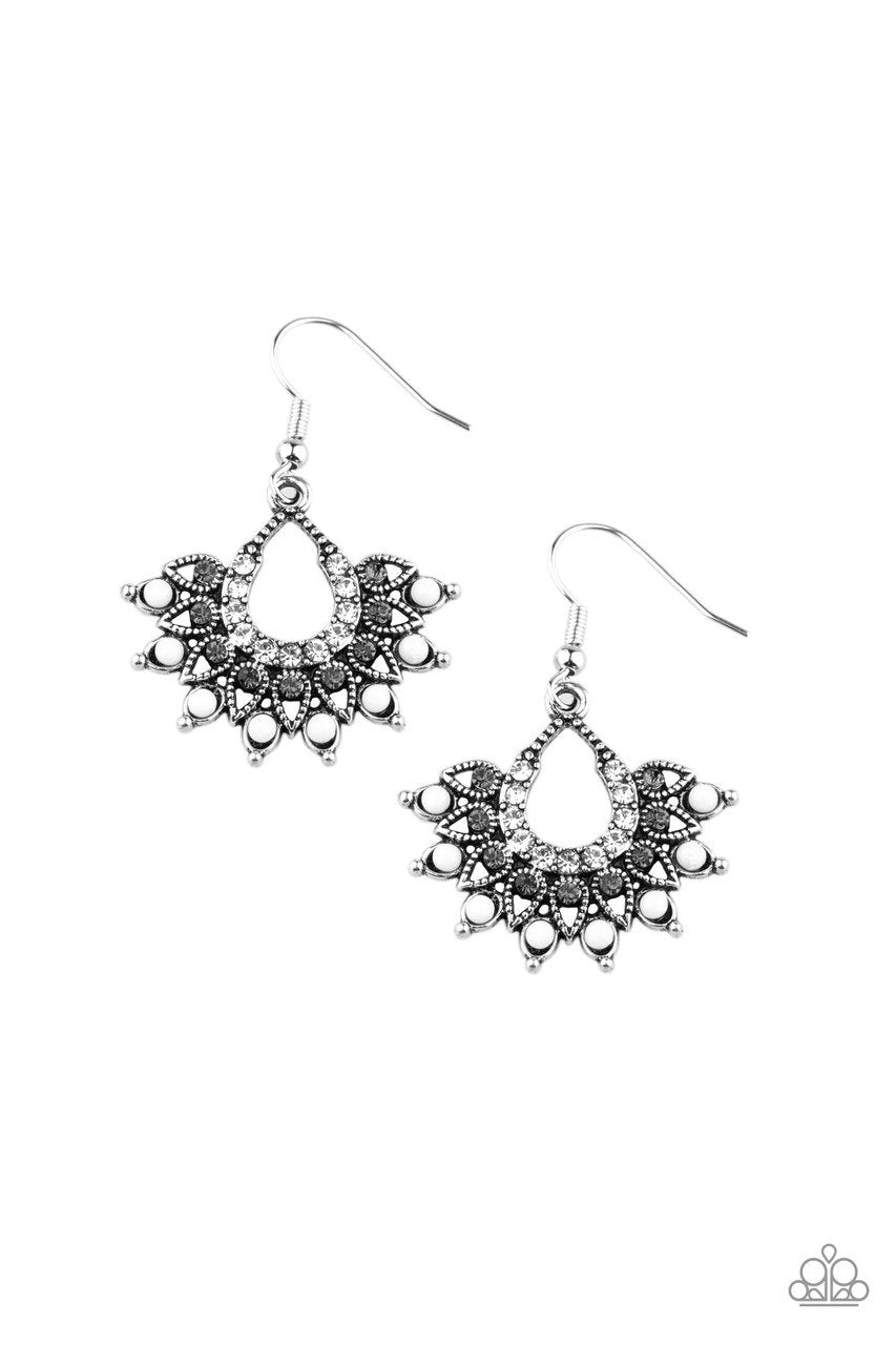 Gypsy Glitz White Rhinestone Earrings - Paparazzi Accessories- lightbox - CarasShop.com - Paparazzi Jewelry by Cara Jewels