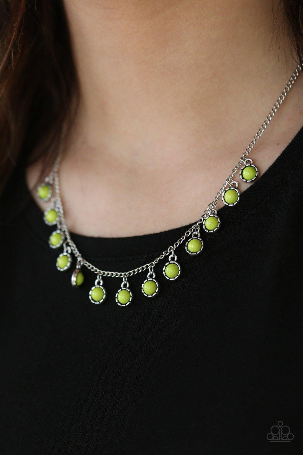 Gypsy Glow Green Necklace - Paparazzi Accessories- lightbox - CarasShop.com - Paparazzi Jewelry by Cara Jewels