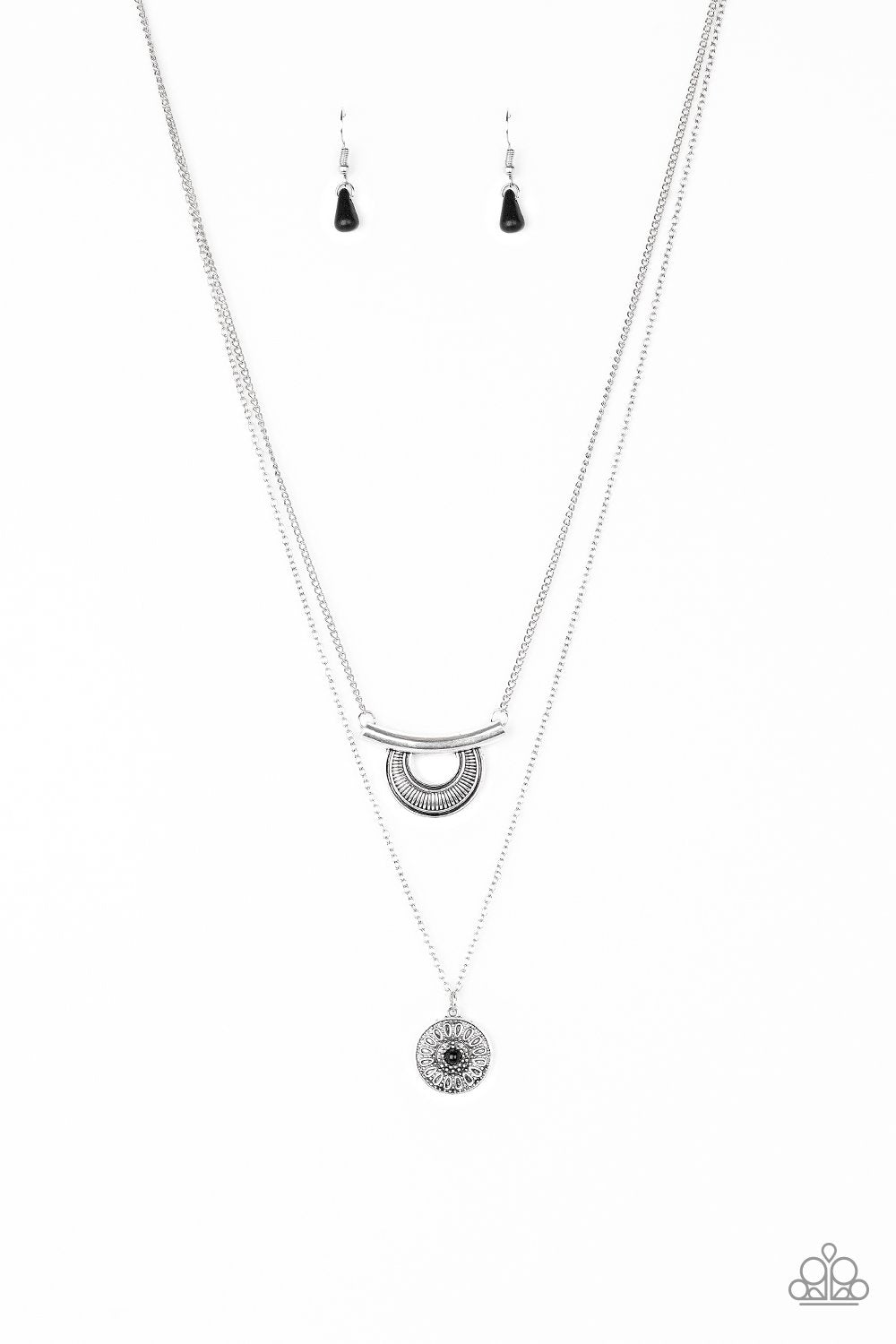 Gypsy Go-Getter Silver and Black Necklace - Paparazzi Accessories- lightbox - CarasShop.com - Paparazzi Jewelry by Cara Jewels