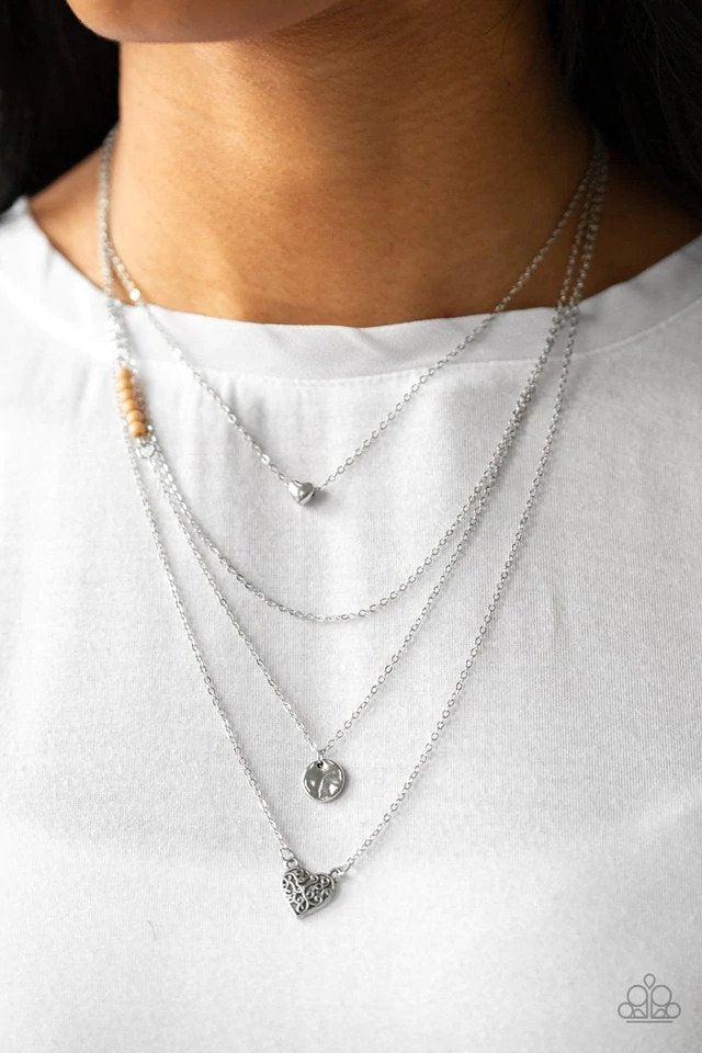 Gypsy Heart Brown Necklace - Paparazzi Accessories- on model - CarasShop.com - Paparazzi Jewelry by Cara Jewels
