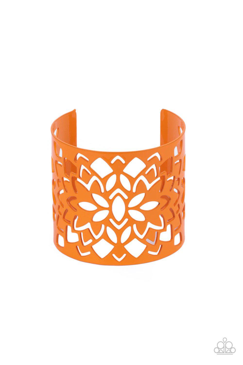 Hacienda Hotspot Orange Cuff Bracelet - Paparazzi Accessories- lightbox - CarasShop.com - Paparazzi Jewelry by Cara Jewels