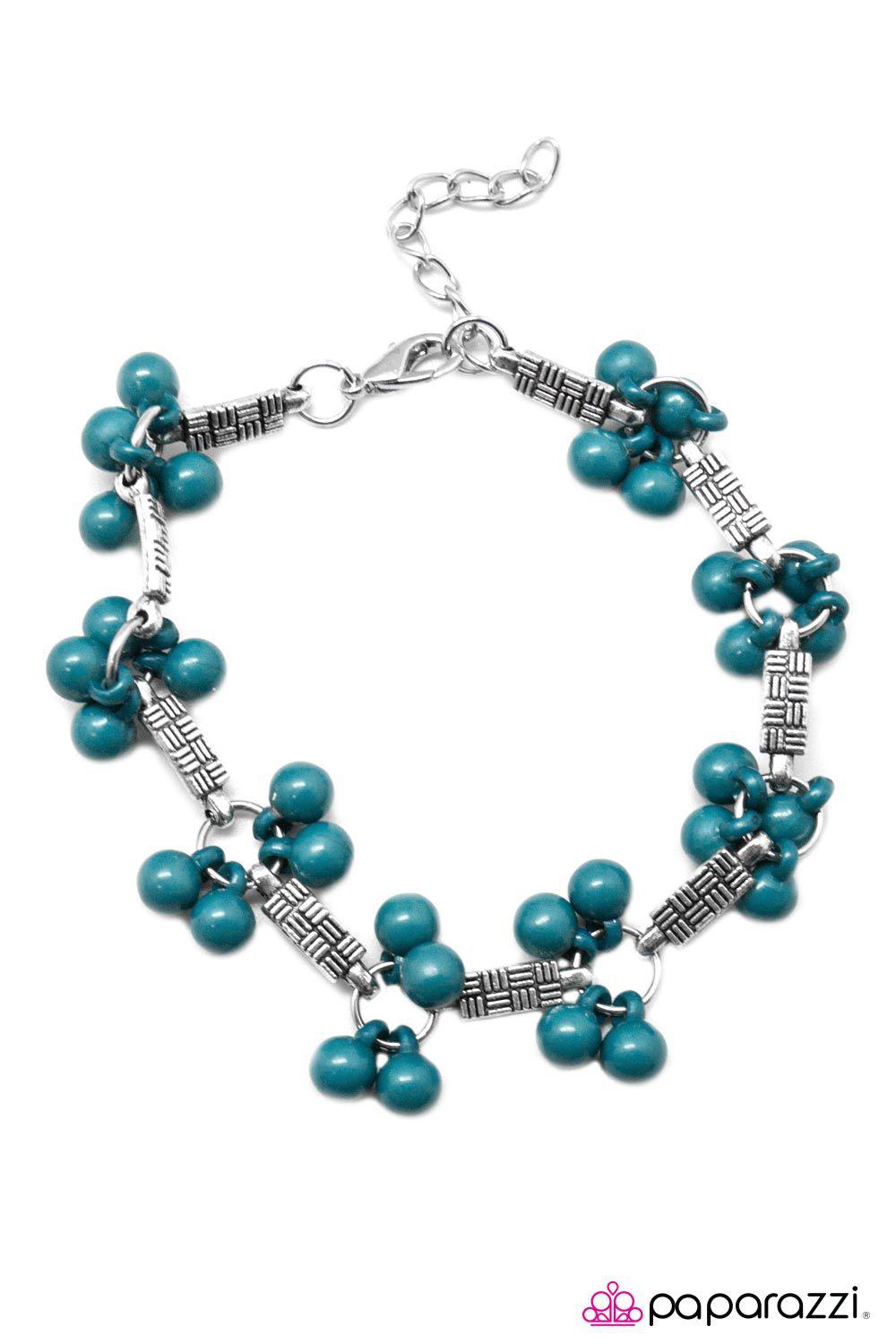 Hakuna Matata Blue and Silver Bracelet - Paparazzi Accessories- on model - CarasShop.com - Paparazzi Jewelry by Cara Jewels