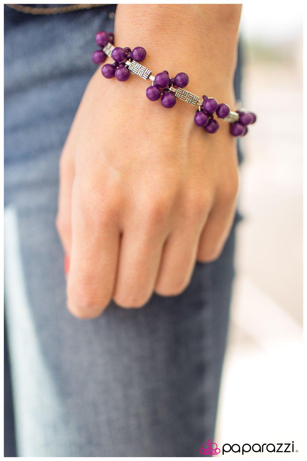 Hakuna Matata Purple and Silver Bracelet - Paparazzi Accessories- lightbox - CarasShop.com - Paparazzi Jewelry by Cara Jewels