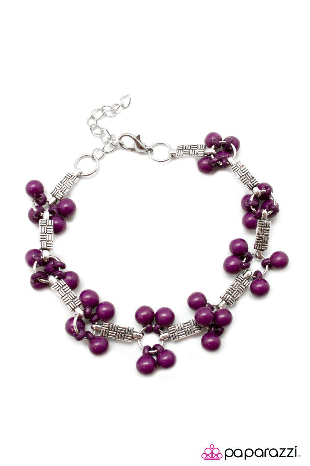 Hakuna Matata Purple and Silver Bracelet - Paparazzi Accessories- on model - CarasShop.com - Paparazzi Jewelry by Cara Jewels