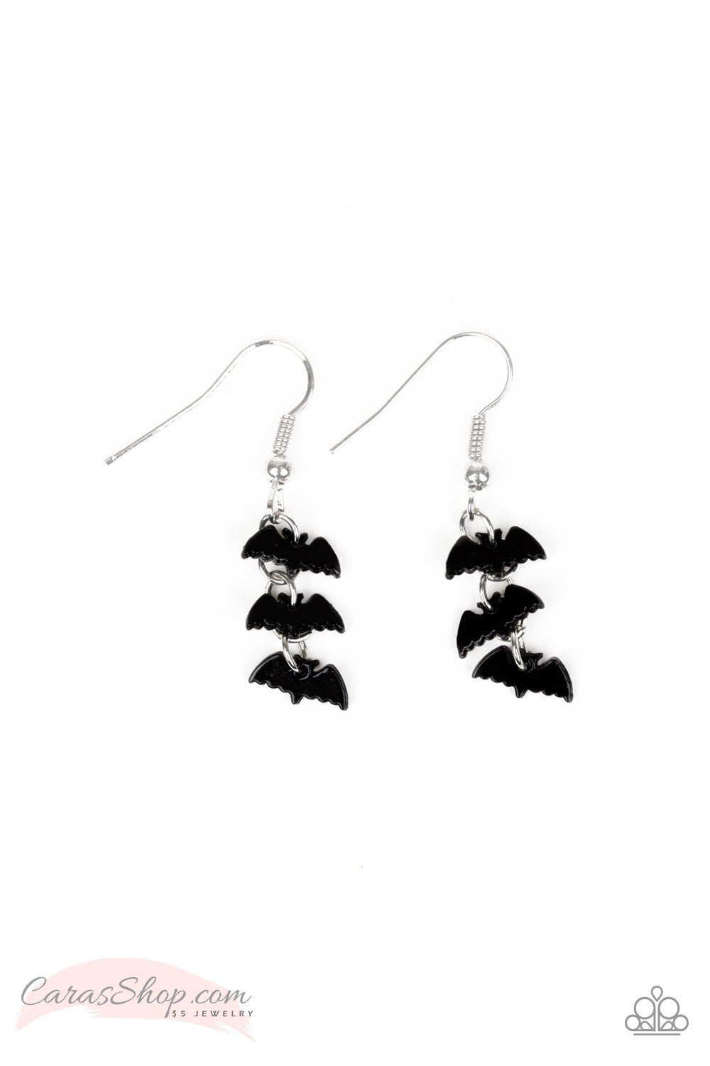 Halloween Themed Starlet Shimmer Children's Bat Dangle Earrings - Paparazzi Accessories - Full set -CarasShop.com - Paparazzi Jewelry by Cara Jewels