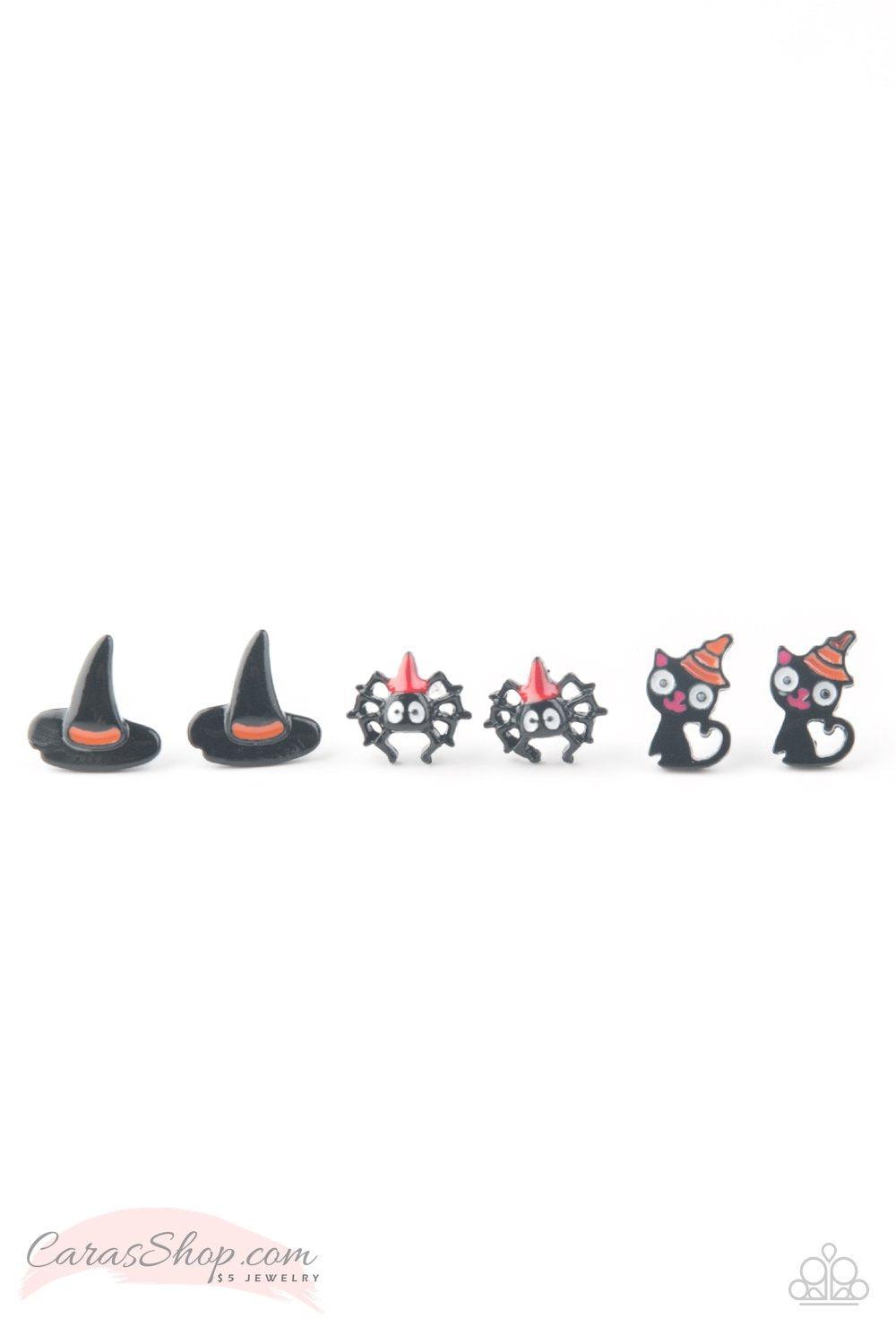 Halloween Themed Starlet Shimmer Children's Post Earrings - Paparazzi Accessories- on model - CarasShop.com - Paparazzi Jewelry by Cara Jewels