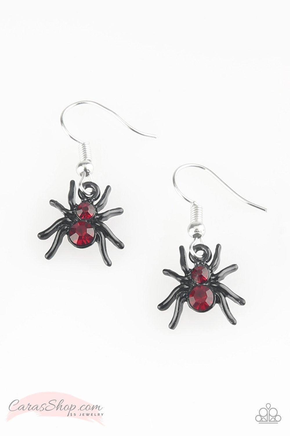 Halloween Themed Starlet Shimmer Children's Spider Dangle Earrings - Paparazzi Accessories - Full set -CarasShop.com - Paparazzi Jewelry by Cara Jewels