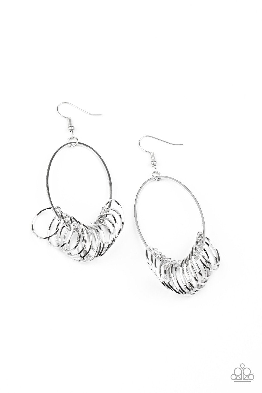 Halo Effect Silver Earrings - Paparazzi Accessories- lightbox - CarasShop.com - Paparazzi Jewelry by Cara Jewels
