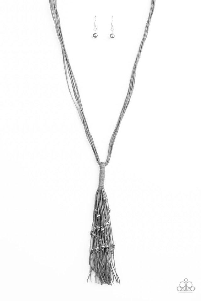 Hand-Knotted Knockout Silver Necklace - Paparazzi Accessories- lightbox - CarasShop.com - Paparazzi Jewelry by Cara Jewels