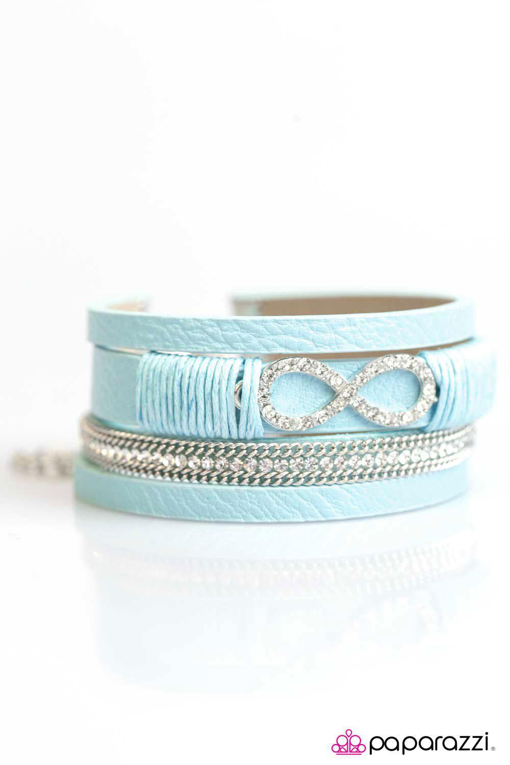 Happily FOREVER After Blue Urban Wrap Snap Bracelet - Paparazzi Accessories- on model - CarasShop.com - Paparazzi Jewelry by Cara Jewels