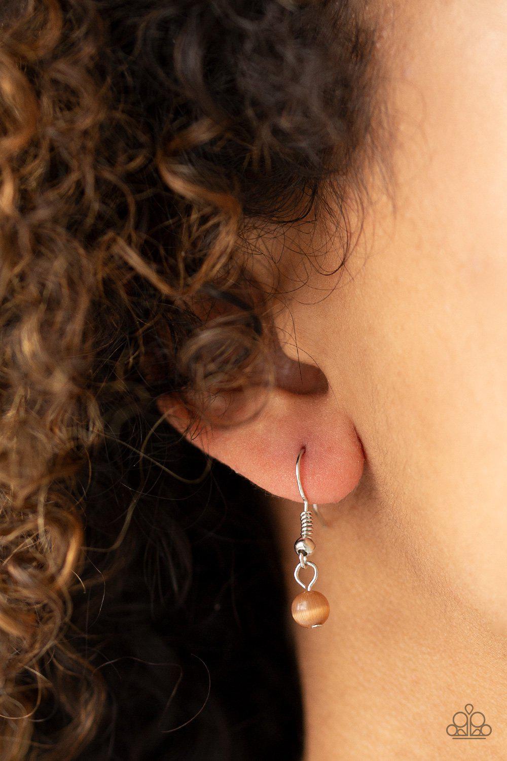 Happy As Can BEAM Brown Cat's Eye Stone Necklace - Paparazzi Accessories - free matching earrings -CarasShop.com - Paparazzi Jewelry by Cara Jewels