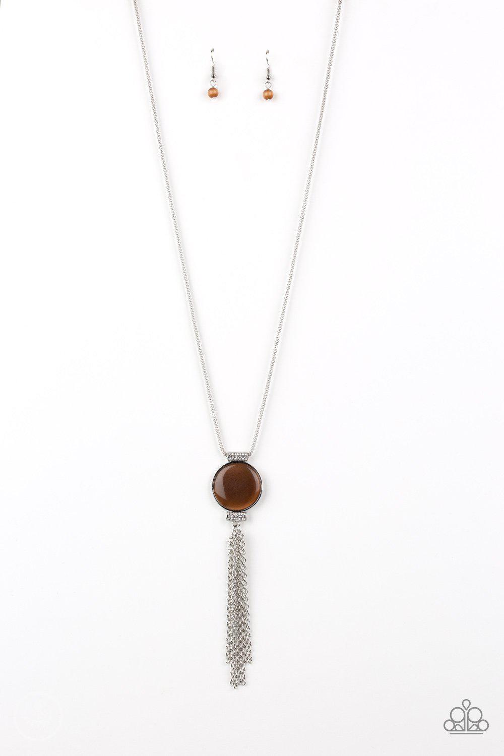 Happy As Can BEAM Brown Cat's Eye Stone Necklace - Paparazzi Accessories- lightbox - CarasShop.com - Paparazzi Jewelry by Cara Jewels