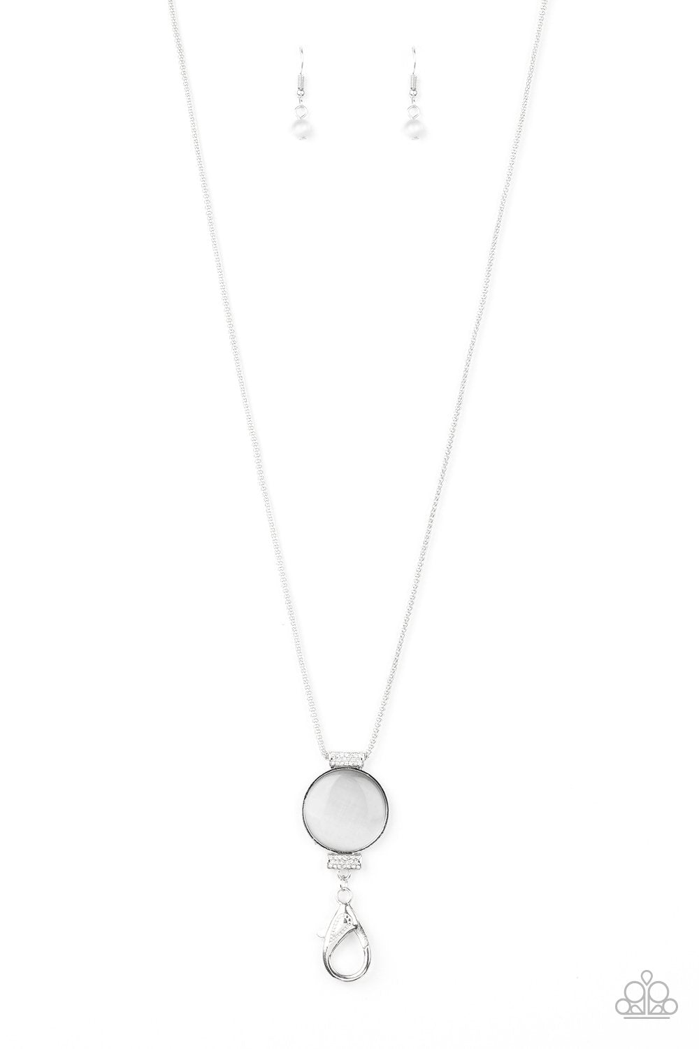 Happy As Can BEAM White Moonstone Lanyard - Paparazzi Accessories-CarasShop.com - Paparazzi Jewelry by Cara Jewels