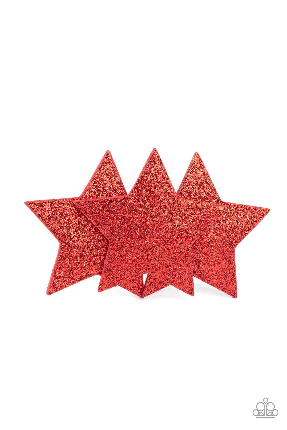 Happy Birthday, America Red Hair Clip - Paparazzi Accessories- lightbox - CarasShop.com - Paparazzi Jewelry by Cara Jewels
