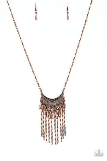 Happy Is The Huntress Copper Fringe Necklace - Paparazzi Accessories- lightbox - CarasShop.com - Paparazzi Jewelry by Cara Jewels