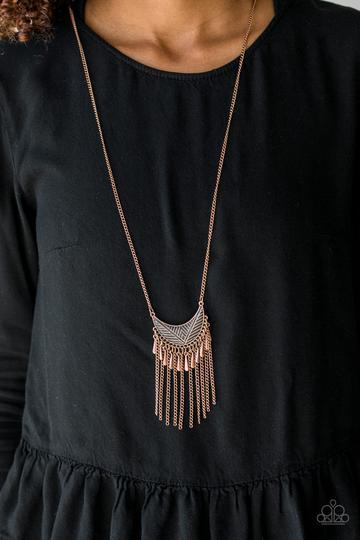 Happy Is The Huntress Copper Fringe Necklace - Paparazzi Accessories- lightbox - CarasShop.com - Paparazzi Jewelry by Cara Jewels
