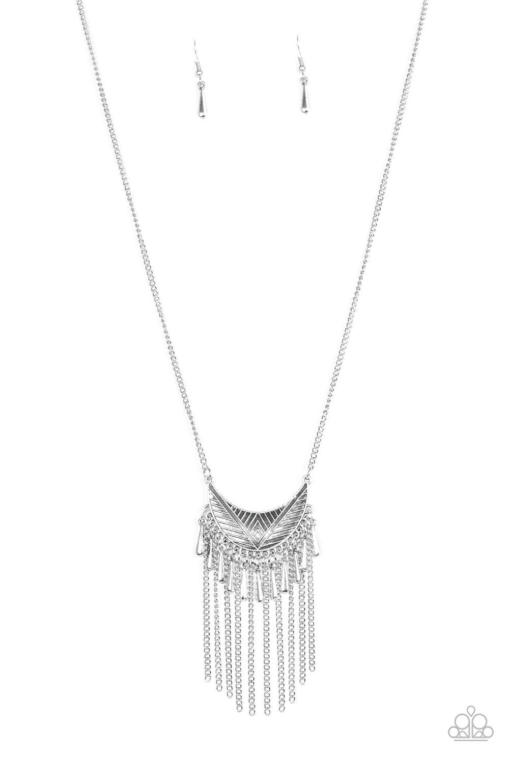 Happy Is The Huntress Silver Necklace - Paparazzi Accessories- lightbox - CarasShop.com - Paparazzi Jewelry by Cara Jewels