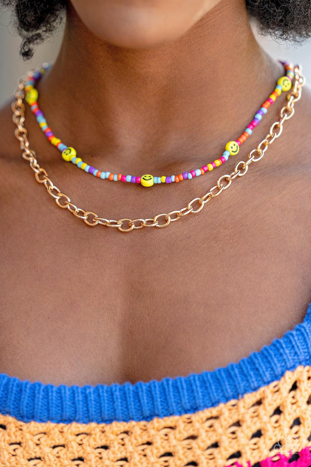 Happy Looks Good on You Multi Seed Bead and Gold Necklace Paparazzi Accessories