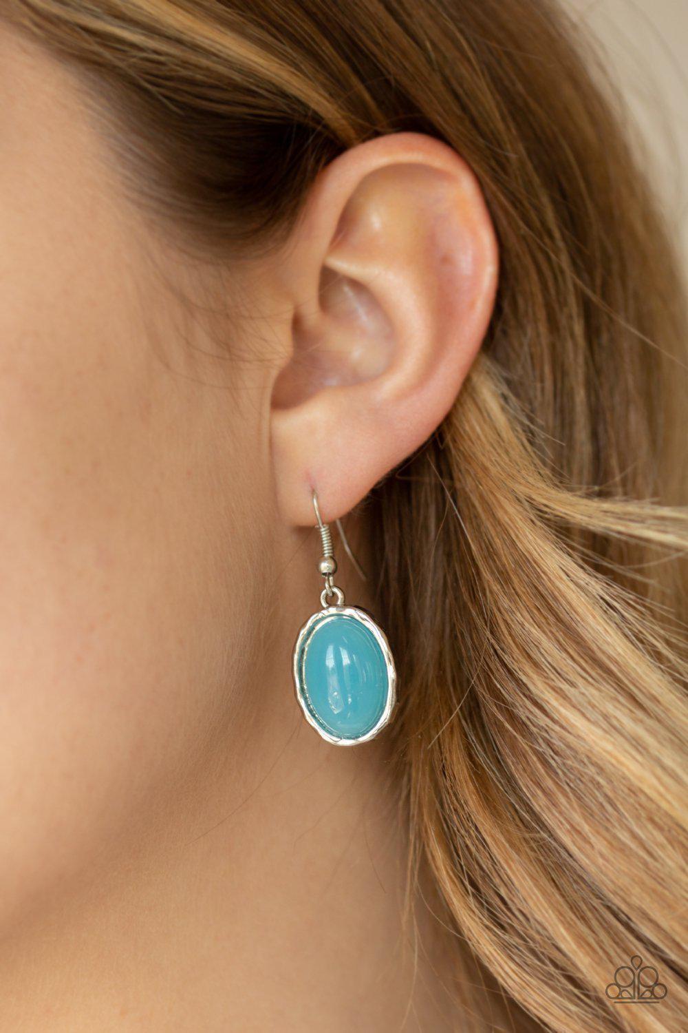 Harbor Harmony Silver and Blue Pendant Necklace - Paparazzi Accessories- on model - CarasShop.com - Paparazzi Jewelry by Cara Jewels