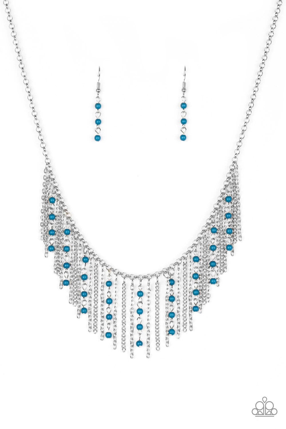 Harlem Hideaway Blue Necklace - Paparazzi Accessories- lightbox - CarasShop.com - Paparazzi Jewelry by Cara Jewels