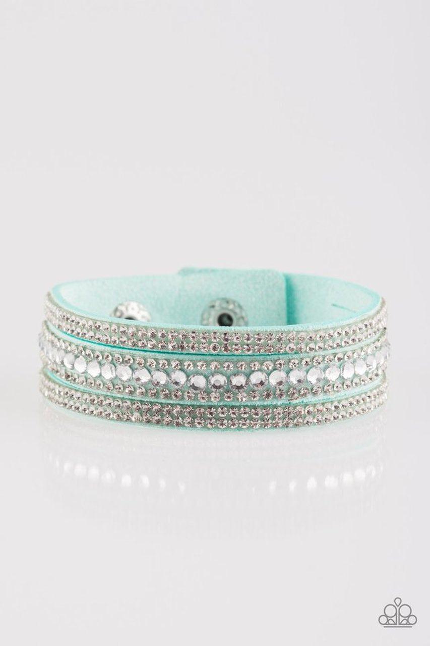 Harlem Hustle Blue Wrap Snap Bracelet - Paparazzi Accessories- lightbox - CarasShop.com - Paparazzi Jewelry by Cara Jewels