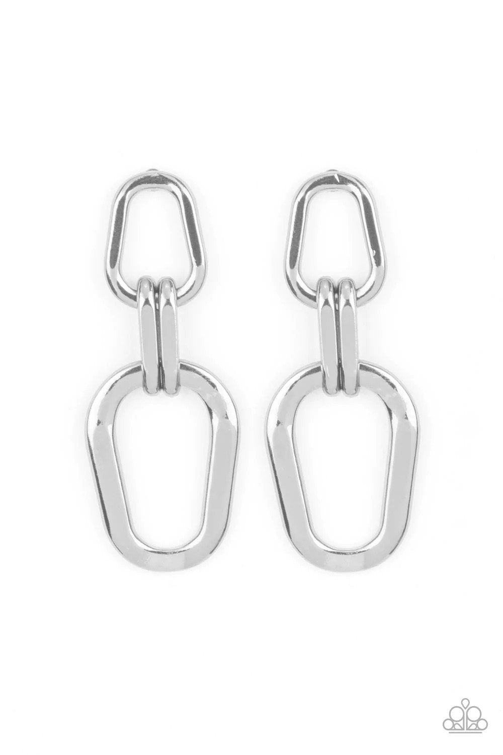 Harmonic Hardware Silver Earrings - Paparazzi Accessories- lightbox - CarasShop.com - Paparazzi Jewelry by Cara Jewels