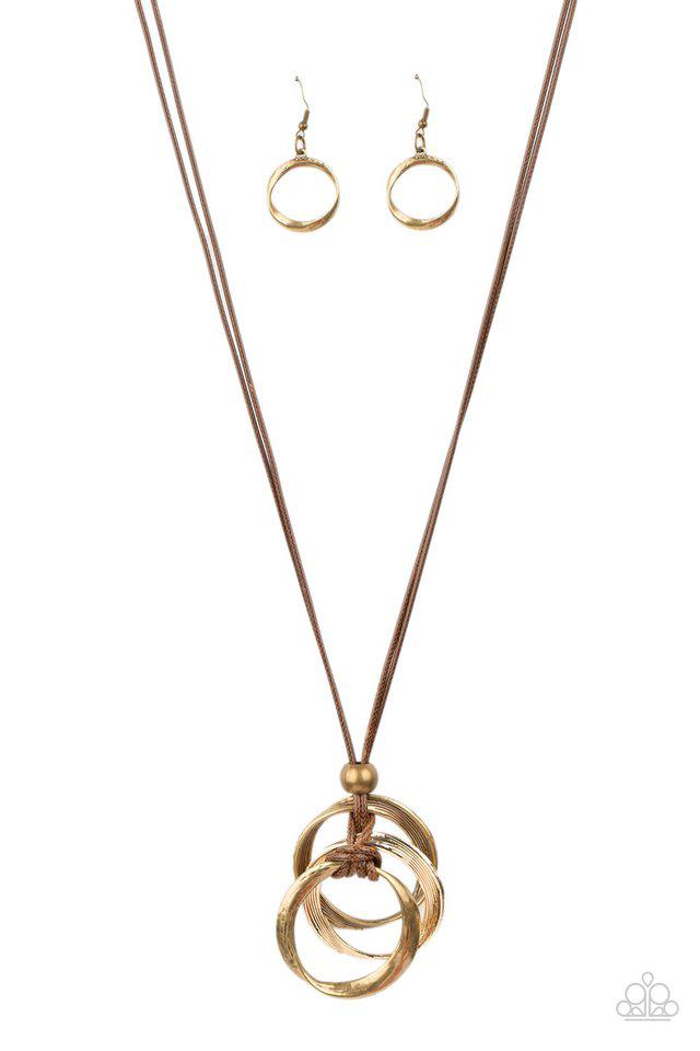 Harmonious Hardware Brass Necklace - Paparazzi Accessories- lightbox - CarasShop.com - Paparazzi Jewelry by Cara Jewels