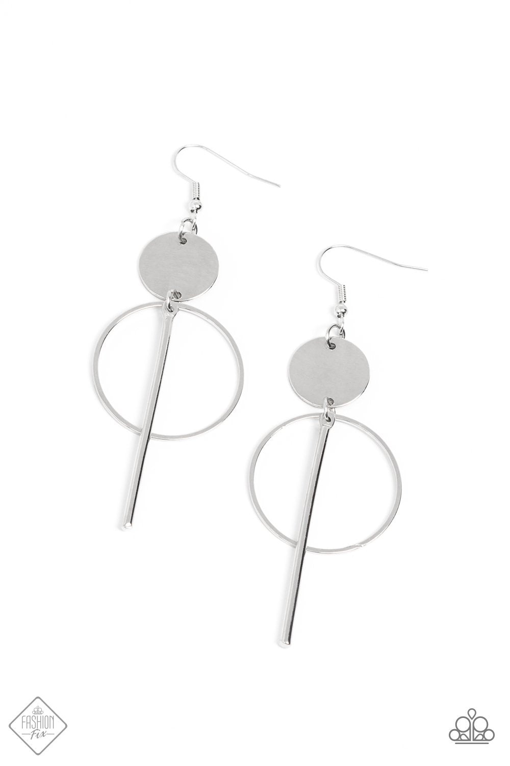 Harmoniously Balanced Silver Earrings - Paparazzi Accessories- lightbox - CarasShop.com - Paparazzi Jewelry by Cara Jewels