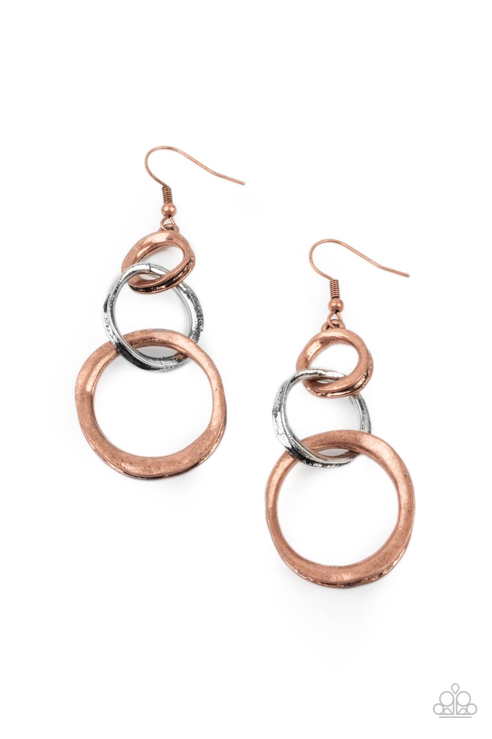Harmoniously Handcrafted Copper and Silver Earrings - Paparazzi Accessories- lightbox - CarasShop.com - Paparazzi Jewelry by Cara Jewels
