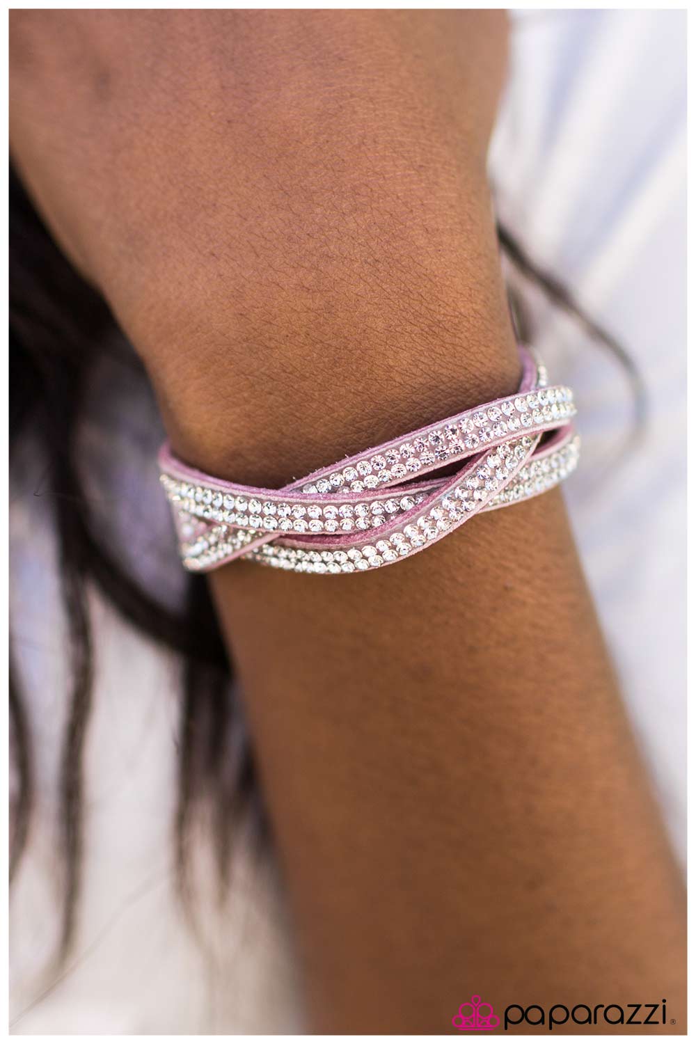 Haters Gonna Hate Purple Urban Wrap Bracelet - Paparazzi Accessories- on model - CarasShop.com - Paparazzi Jewelry by Cara Jewels