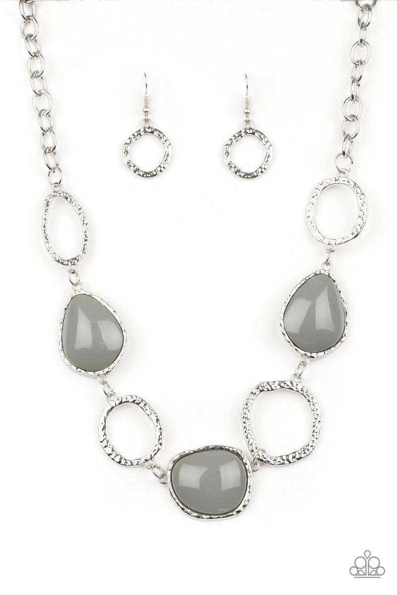 Haute Heirloom Silver Necklace - Paparazzi Accessories - free matching earrings -CarasShop.com - Paparazzi Jewelry by Cara Jewels