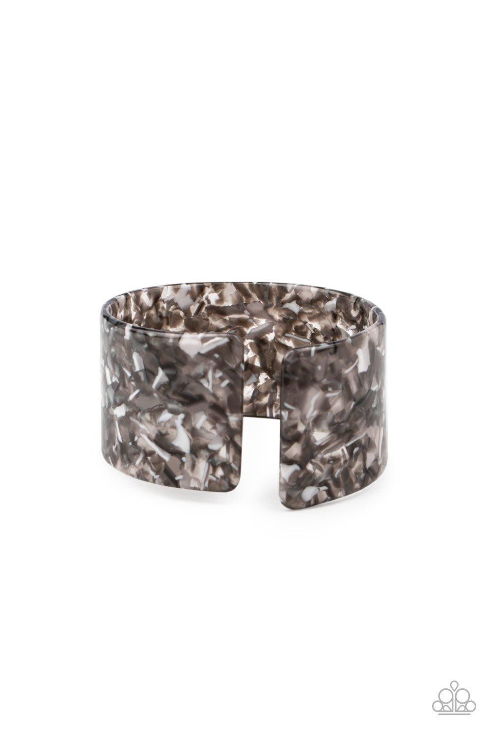 Haute Hustle Silver Acrylic Cuff Bracelet - Paparazzi Accessories- on model - CarasShop.com - Paparazzi Jewelry by Cara Jewels