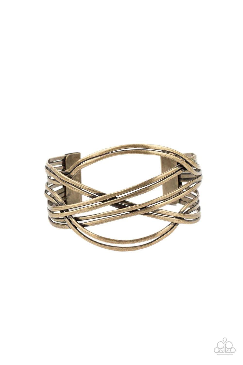 Hautely Hammered Brass Cuff Bracelet - Paparazzi Accessories- lightbox - CarasShop.com - Paparazzi Jewelry by Cara Jewels