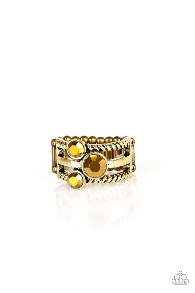 Head In The Stars Brass Ring - Paparazzi Accessories- lightbox - CarasShop.com - Paparazzi Jewelry by Cara Jewels