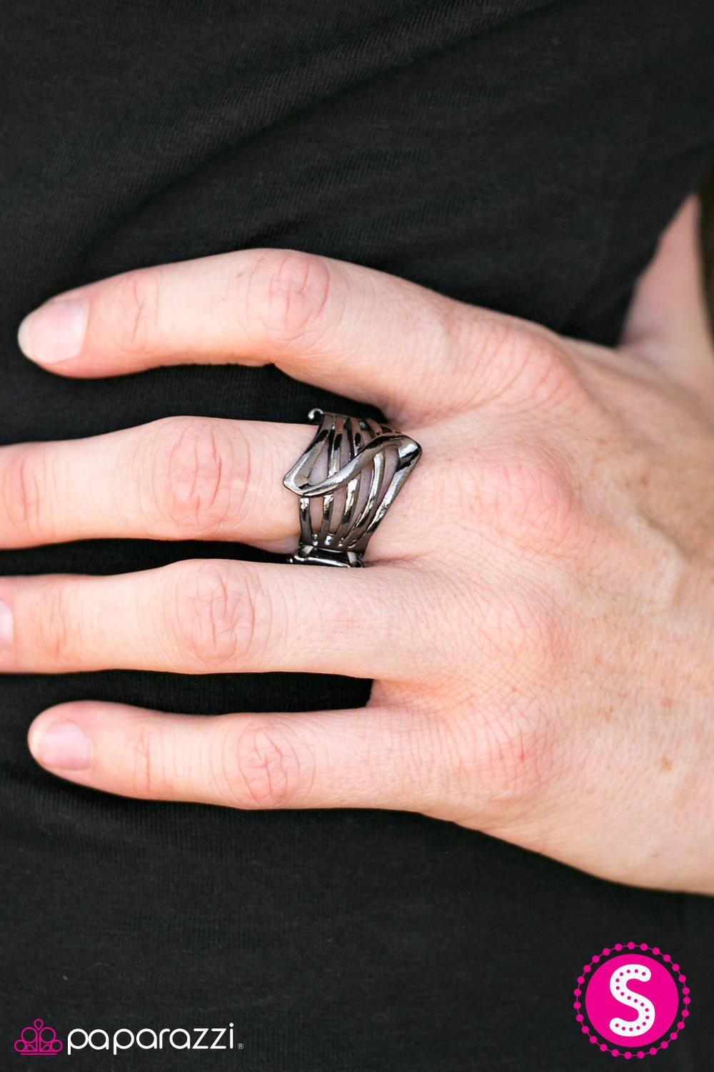 Head Over Shimmer Black/Gunmetal Ring - Paparazzi Accessories- lightbox - CarasShop.com - Paparazzi Jewelry by Cara Jewels