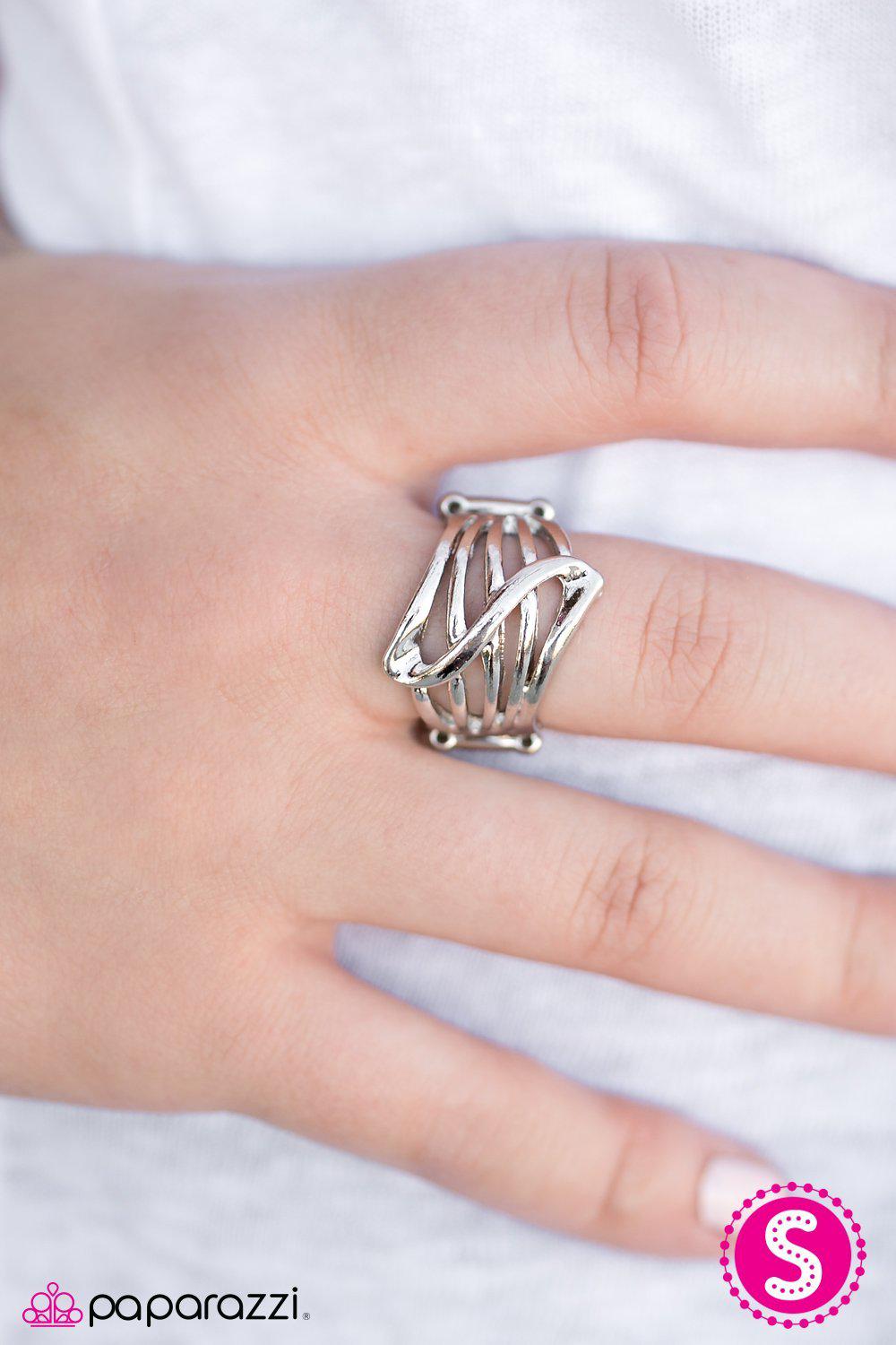 Head Over Shimmer Silver Ring - Paparazzi Accessories- lightbox - CarasShop.com - Paparazzi Jewelry by Cara Jewels